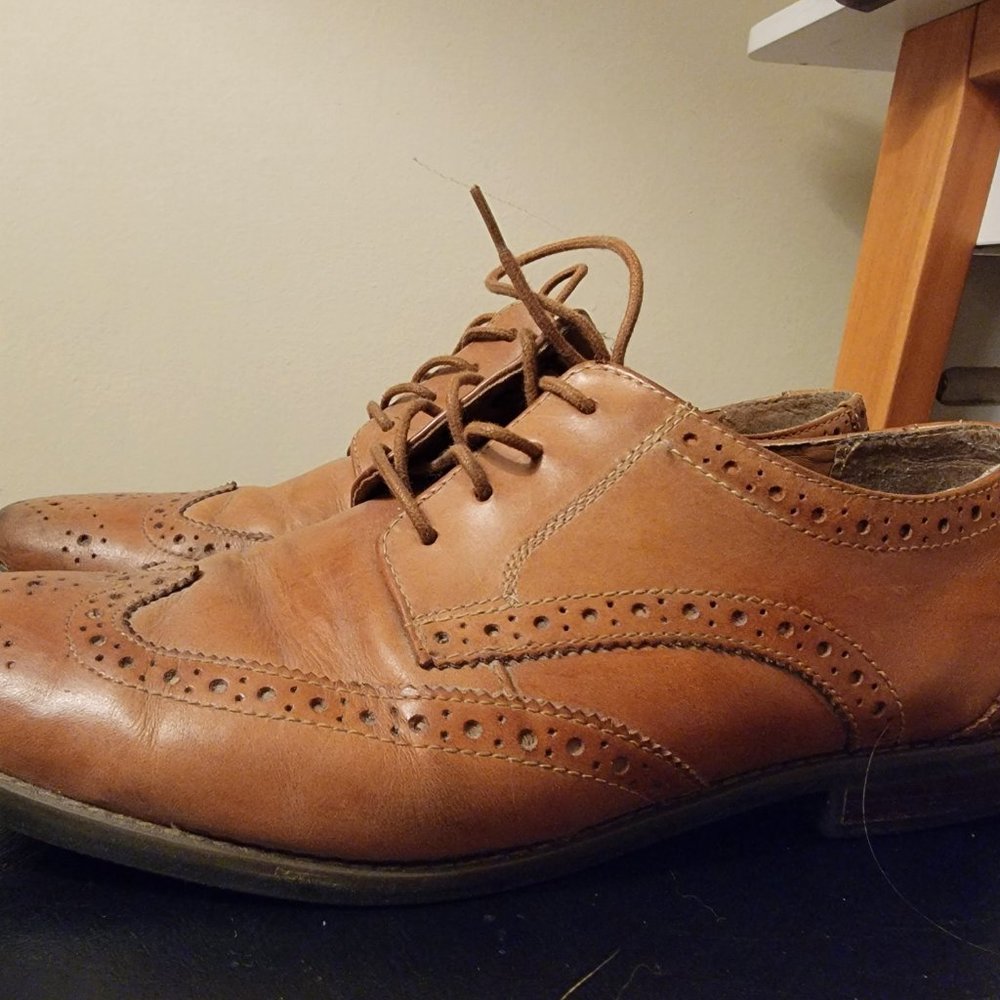 Florsheim Brown Leather Oxfords, Lace Up Shoes Sz. 9,5